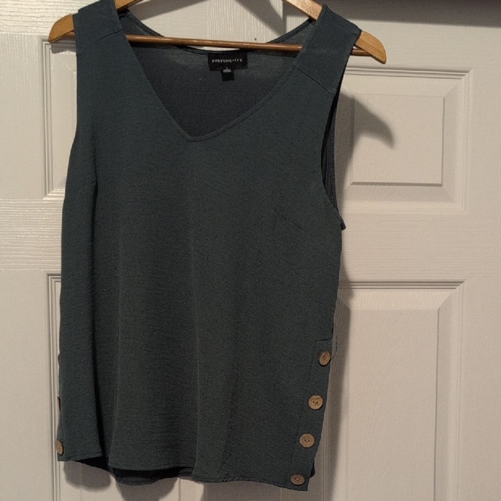 Fortune and Ivy mixed material Blouse tank top